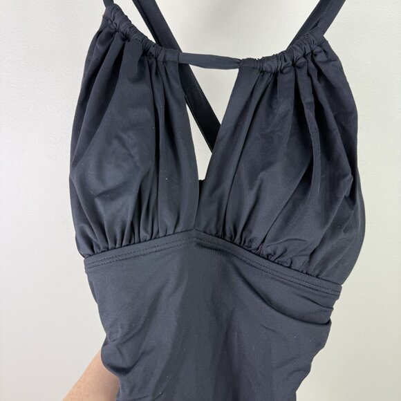La Blanca Island Goddess High Neck Keyhole One Piece Swimsuit Black Size 8 - Picture 3 of 10